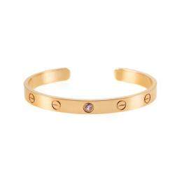 Pre Owned Cartier Rose Gold Love Bangle with Sapphire Size 17