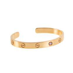 Pre Owned Cartier Rose Gold Love Bangle with Sapphire Size 17