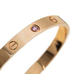 Pre Owned Cartier Rose Gold Love Bangle with Sapphire Size 17