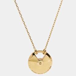 Pre Owned Cartier Amulette De Cartier Mother of Pearl Diamond 18k Yellow Gold Small Model Necklace