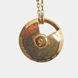 Pre Owned Cartier Amulette De Cartier Mother of Pearl Diamond 18k Yellow Gold Small Model Necklace