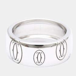 Pre Owned Cartier Happy Birthday 18K White Gold Ring EU 50