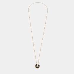 Pre Owned Cartier Amulette de Cartier Onyx Diamond 18k Rose Gold Small Model Necklace