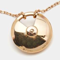 Pre Owned Cartier Amulette de Cartier Onyx Diamond 18k Rose Gold Small Model Necklace