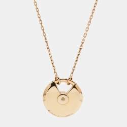 Pre Owned Cartier Amulette de Cartier Onyx Diamond 18k Rose Gold Small Model Necklace