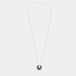 Pre Owned Cartier Amulette De Cartier Lapis Lazuli Diamond 18k Yellow Gold Small Model Necklace