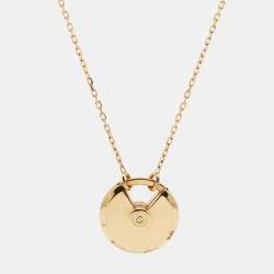 Pre Owned Cartier Amulette De Cartier Lapis Lazuli Diamond 18k Yellow Gold Small Model Necklace