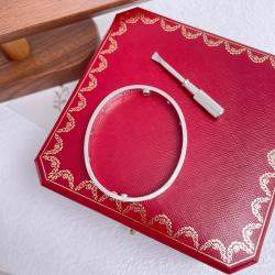 Pre Owned Cartier Love 10 Diamond White Gold Bracelet Size 17