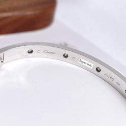 Pre Owned Cartier Love 10 Diamond White Gold Bracelet Size 17