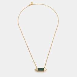 Pre Owned Cartier Les Berlingots De Cartier Malachite & Diamond 18K Yellow Gold Medium Model Pendant Necklace