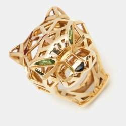 Pre Owned Cartier Panthre de Cartier Garnet Onyx 18k Yellow Gold Ring Size 54