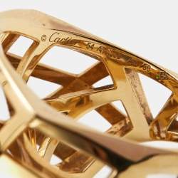 Pre Owned Cartier Panthre de Cartier Garnet Onyx 18k Yellow Gold Ring Size 54