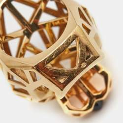 Pre Owned Cartier Panthre de Cartier Garnet Onyx 18k Yellow Gold Ring Size 54