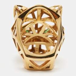 Pre Owned Cartier Panthre de Cartier Garnet Onyx 18k Yellow Gold Ring Size 54