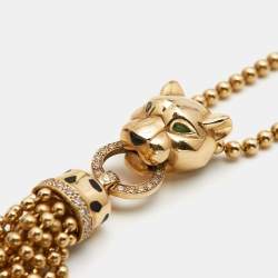 Pre Owned Cartier Panthère de Cartier Diamond Garnet Lacquer 18k Yellow Gold Necklace