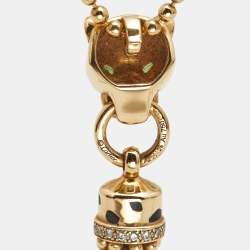 Pre Owned Cartier Panthère de Cartier Diamond Garnet Lacquer 18k Yellow Gold Necklace