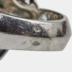 Pre Owned Cartier Panthere de Cartier Multi Gemstone Lacquer 18k White Gold Ring Size 53