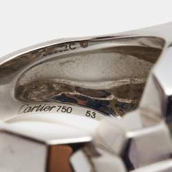 Pre Owned Cartier Panthere de Cartier Multi Gemstone Lacquer 18k White Gold Ring Size 53