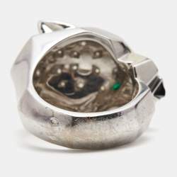 Pre Owned Cartier Panthere de Cartier Multi Gemstone Lacquer 18k White Gold Ring Size 53