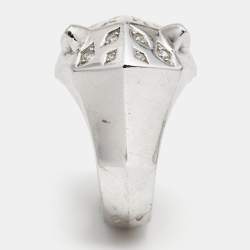 Pre Owned Cartier Panthere de Cartier Multi Gemstone Lacquer 18k White Gold Ring Size 53