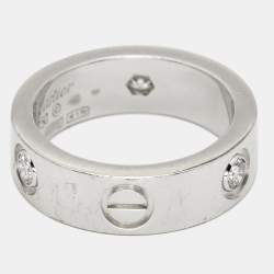 مملوكة مسبقًا Cartier Love  3 Diamond 18k White Gold Band RIng Size 49