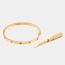 Pre Owned Cartier Love 6 Diamonds 18k Yellow Gold Small Model Bracelet