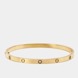 Pre Owned Cartier Love 6 Diamonds 18k Yellow Gold Small Model Bracelet