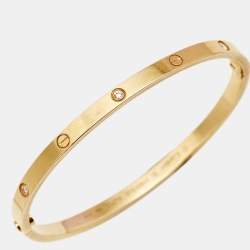 Pre Owned Cartier Love 6 Diamonds 18k Yellow Gold Small Model Bracelet