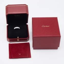 Pre Owned Cartier Love Diamond Pavéd 18k White Gold Band Ring Size 55