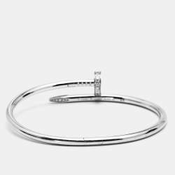 Pre Owned Cartier Juste Un Clou Diamond 18k White Gold Bracelet 18