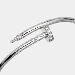 Pre Owned Cartier Juste Un Clou Diamond 18k White Gold Bracelet 18