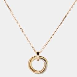 Pre Owned Cartier Trinity Diamond 18k Three Tone Gold Pendant Necklace