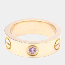 Pre Owned Cartier Love 18K Rose Gold Sappire Ring EU 48