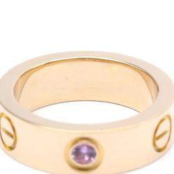 Pre Owned Cartier Love 18K Rose Gold Sappire Ring EU 48