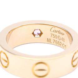 Pre Owned Cartier Love 18K Rose Gold Sappire Ring EU 48