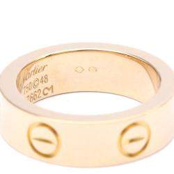 Pre Owned Cartier Love 18K Rose Gold Sappire Ring EU 48