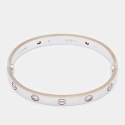 Pre Owned Cartier Love 4 Diamonds 18K White Gold Bracelet 16