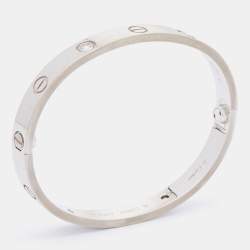 Pre Owned Cartier Love 4 Diamonds 18K White Gold Bracelet 16