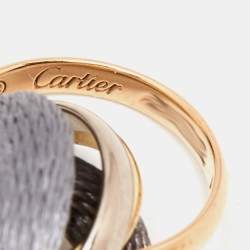 Pre Owned Cartier Trinity de Cartier 18K Three Tone Gold Adjustable Grey Cord Bracelet