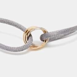 Pre Owned Cartier Trinity de Cartier 18K Three Tone Gold Adjustable Grey Cord Bracelet