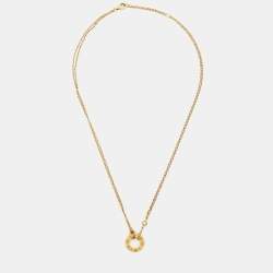Pre Owned Cartier Love Diamond 18k Yellow Gold Double Chain Necklace