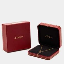 Pre Owned Cartier Love Diamond 18k Yellow Gold Double Chain Necklace