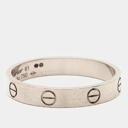 Pre Owned Cartier Love 18K White Gold Narrow Wedding Band Ring Size 61
