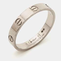 Pre Owned Cartier Love 18K White Gold Narrow Wedding Band Ring Size 61