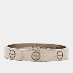 Pre Owned Cartier Love 18K White Gold Narrow Wedding Band Ring Size 61