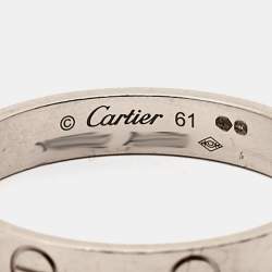Pre Owned Cartier Love 18K White Gold Narrow Wedding Band Ring Size 61
