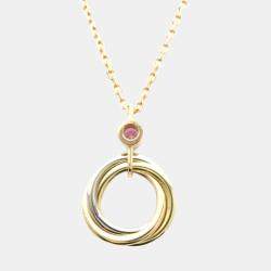 Pre Owned Cartier Trinity De Cartier 18K Yellow Rose White Gold and Sapphire Necklace