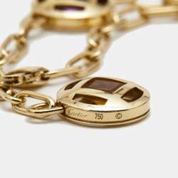 Pre Owned Cartier Pasha Multicolor Gemstone 18K Yellow Gold Charm Bracelet