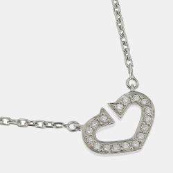 LOUIS VUITTON 18k White Gold Diamond Heart Locket Pendant 53009
