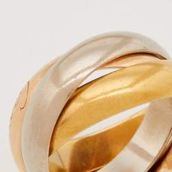 Pre Owned Cartier Trinity 18k Three Tone Gold Large Model Rolling Ring Size 55